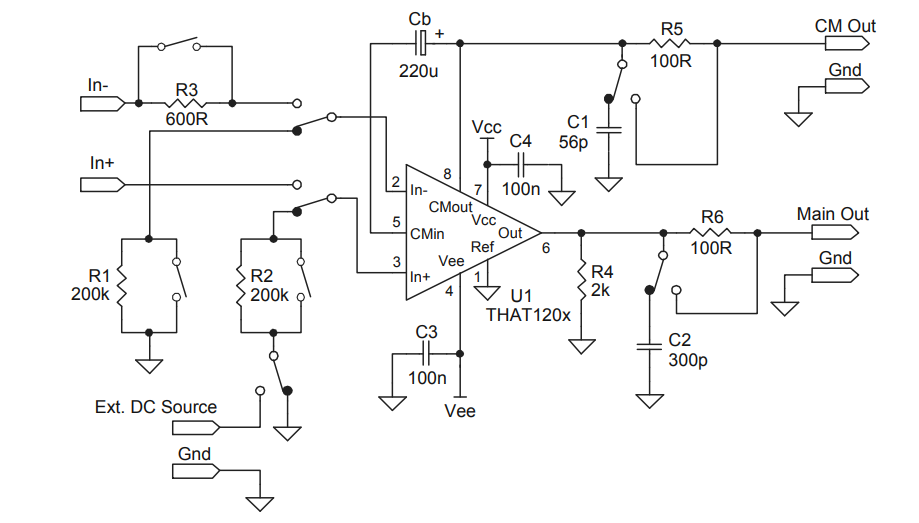 Location Circuit - THAT Corporation 1200 Series InGenius® Balanced Line Receiver ICs